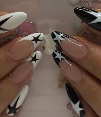 Black and White Star Nails