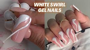 White Swirl Nails